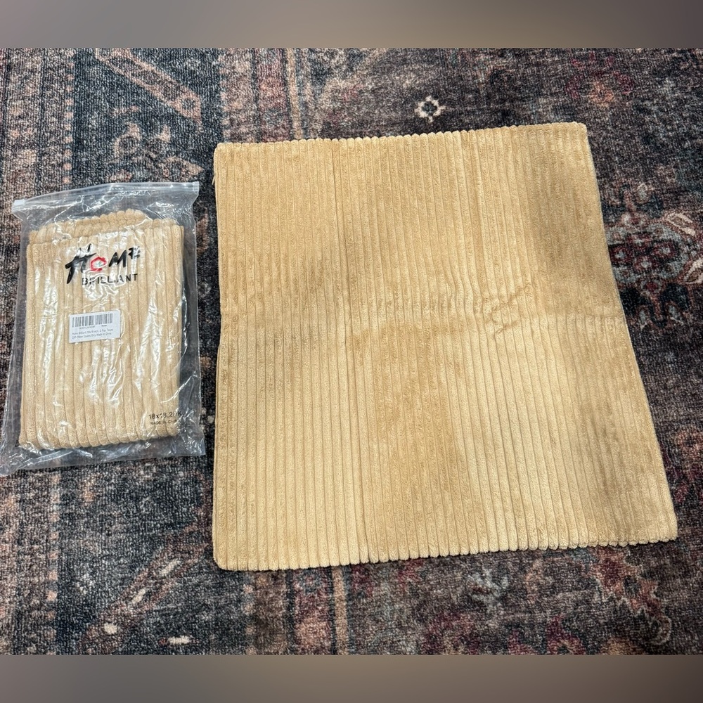 Beige Corduroy Cushion Cover